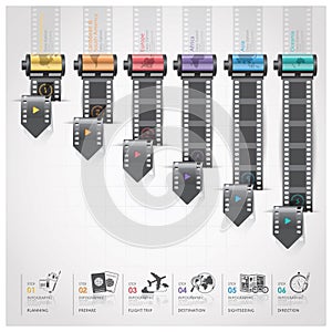 Global Travel And Journey Infographic With Continent Film Diagram Concept
