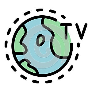 Global tv reportage icon color outline vector