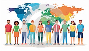 Global Unity and Diversity: Multicultural People Holding Hands