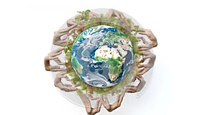 Global unity for Earth Day photo realistic illustration - Generative AI.