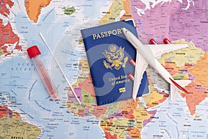 Global vaccination concept for travel and economic recovery. resumption of travel, holiday and economic activity