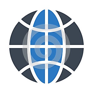 Global glyph colour vector icon