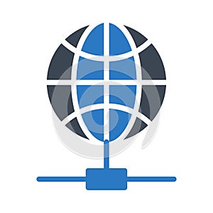 Global glyph flat vector icon