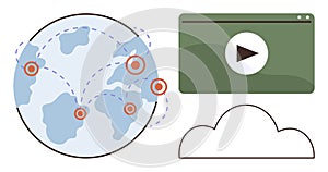 Global Video Streaming and Cloud Computing Connection Concept with World Map