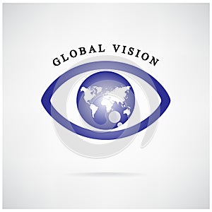 Global vision sign,eye icon,search symbol.