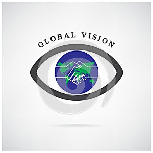 Global vision sign,eye icon,search symbol,business concept.