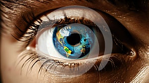 Global Vision World Map Eyeball in Human Eye for World Sight Day Concept Banner