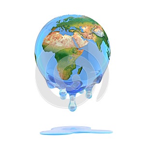 Global warming 3d concept - melting earth