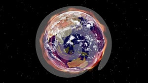 Global warming aura of heat radiation envelopes the Earth in space - Earth Aura 007 HD