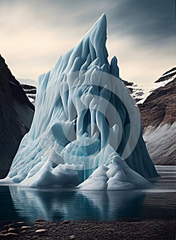 Global warming and climate change concept. Illustration of melting glaciers and icebergs. Generative AI