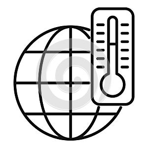Global warming climate change icon showing rising earth temperatures