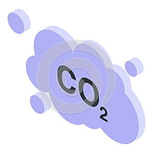 Global warming co2 icon, isometric style