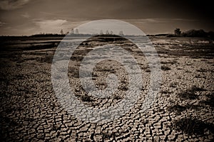 Global warming concept of cracked ground