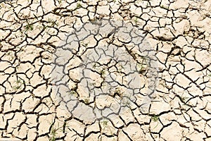 Global warming concept, Cracked soil arid land with dry and cracked ground desert texture background