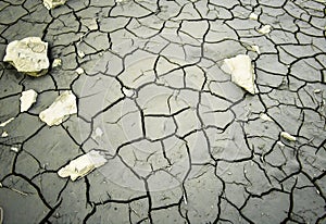 Global Warming Concept Dry Up Cracked Lake Bed Desert Wasteland Western Style