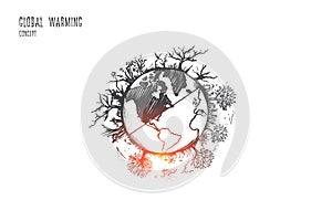 Global warming concept. Hand drawn isolated vector.