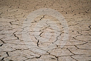 Global warming concept. View on dry cracked ground.