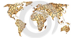 Global warming. The dried-up earth of continents.