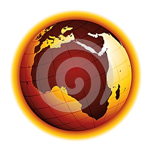 Global warming. Drought effect. Climate change. Environmental danger vector icon.