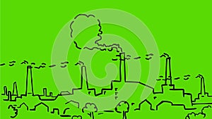 Global warming factory emissions pollution drawing 2d animation