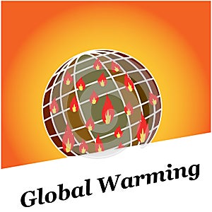 Global warming with  flames of fire