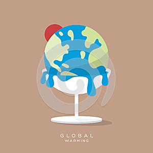 Global Warming Ice cream earth melts