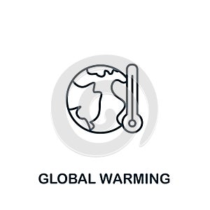 Global Warming icon from clean energy collection. Simple line element Global Warming symbol for templates, web design and