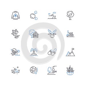 Global warming line icons collection. Climate, Heat, Pollution, Greenhouse, Carbon, Emissions, Change vector and linear