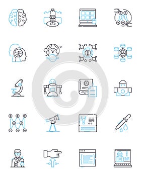 Global Warming linear icons set. Carbon, Oz, Temperature, Emission, Environment, Renewable, Climate line vector and