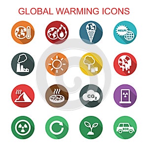 Global warming long shadow icons