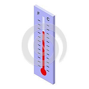 Global warming temperature icon, isometric style