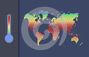 Global warming vector concept. Global climate map of the world.