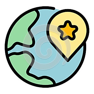 Global web interface icon color outline vector