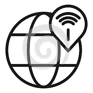 Global wifi icon, outline style