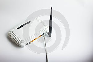 Global wifi white router on a white background