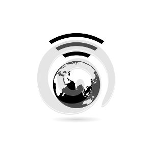 Global wireless internet connection simple icon isolated on white background