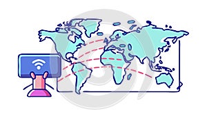 Global Wireless Network - World Connectivity Map, vector design Generative AI