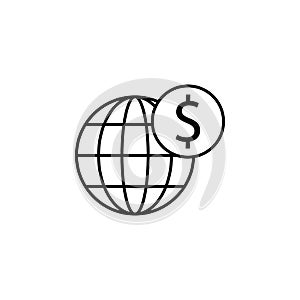 Global, world, dollar icon. Element of finance illustration. Signs and symbols icon can be used for web, logo, mobile app, UI, UX