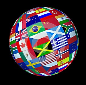 Global world flags sphere