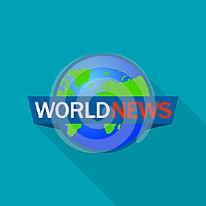 Global world news logo, flat style