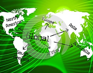 Global World Represents Commercial Trade And Corporate