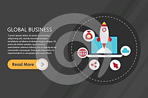Globale business vector with black background photo