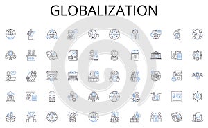 Globalization line icons collection. Collaboration, Trust, Equality, Understanding, Civility, Recognition, Harmony
