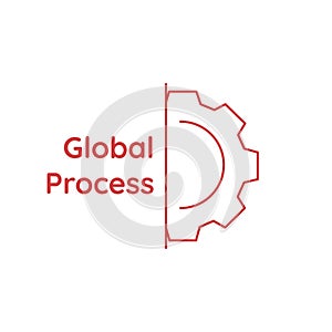 Globalization linear gear, cogwheel icon. Internet technology concept. Can be used for topics like business development,