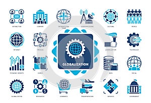 Globalization solid icon set