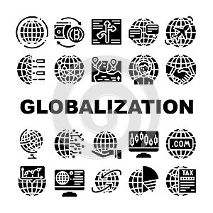 Globalization Worldwide Business Icons Set Vector