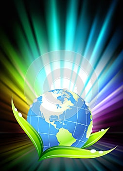 Globe on Abstract Spectrum Background