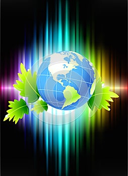 Globe on Abstract Spectrum Background