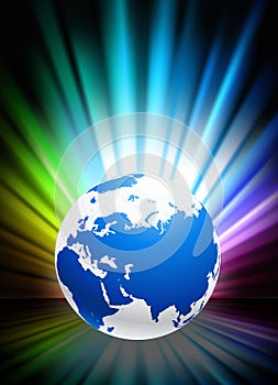 Globe on Abstract Spectrum Background