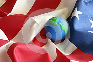 Globe on American Flag